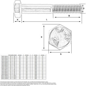 25 Stk. Sechskantschraube M10 x 70mm (A2 - DIN 931)